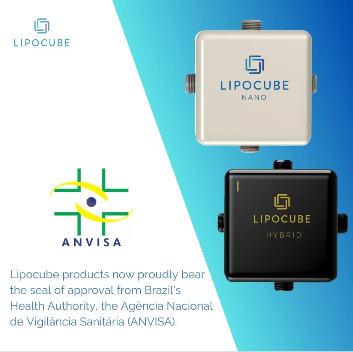 LipoCube products proved by from Brazil’s Health Authority, ANVISA.